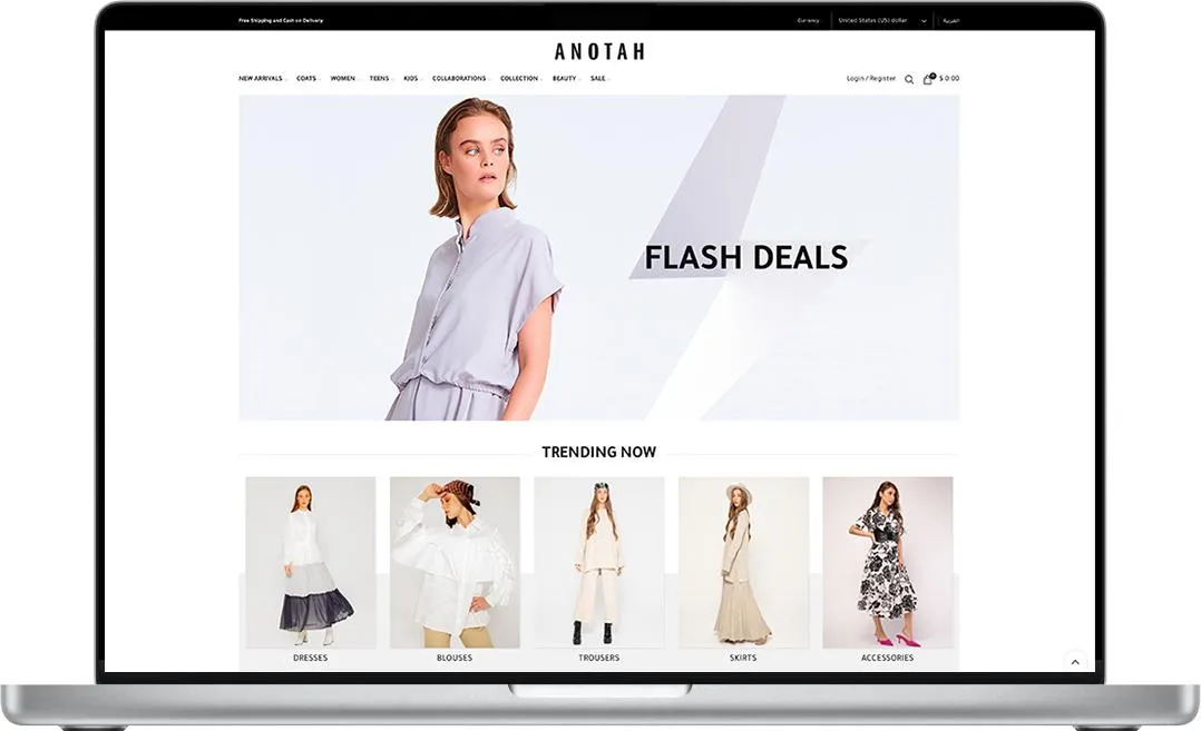 Anotah website mockup