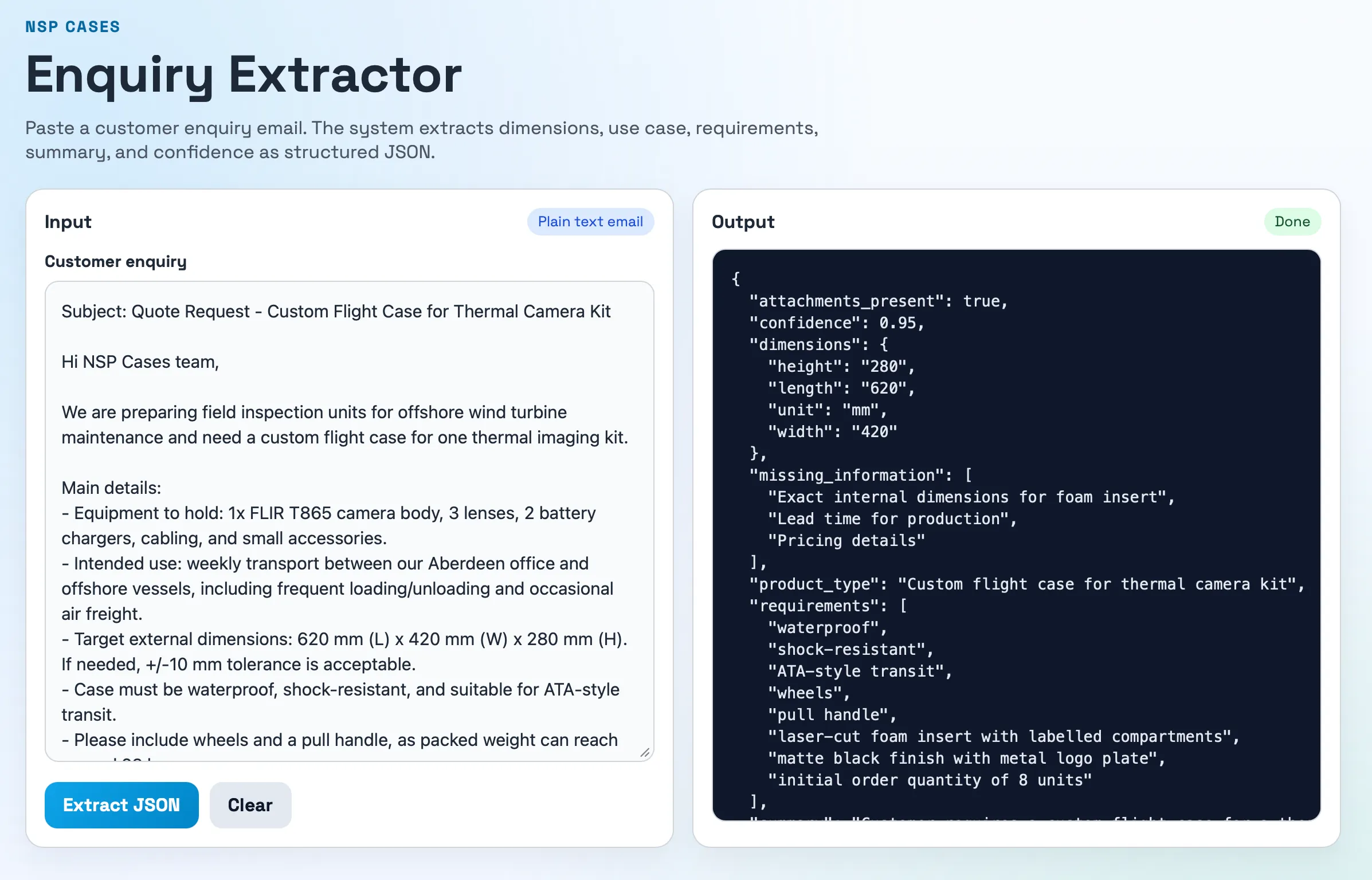 NSP Enquiry Extractor UI