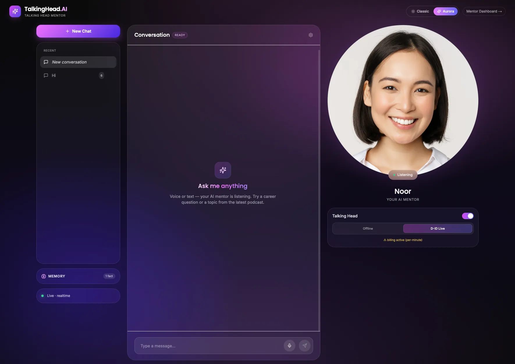 TalkingHeadAI conversational avatar frontend